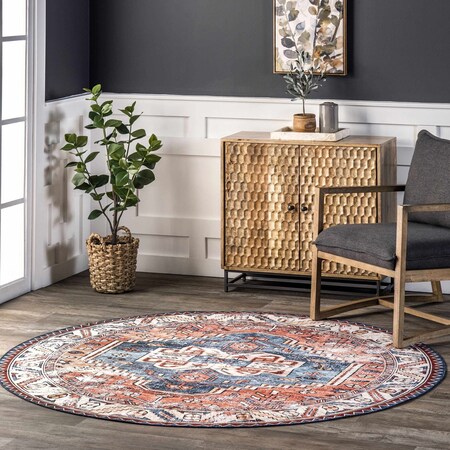 Nuloom Marli Machine Washable Faded Medallion Area Rug 6ft BIRV04A-R606